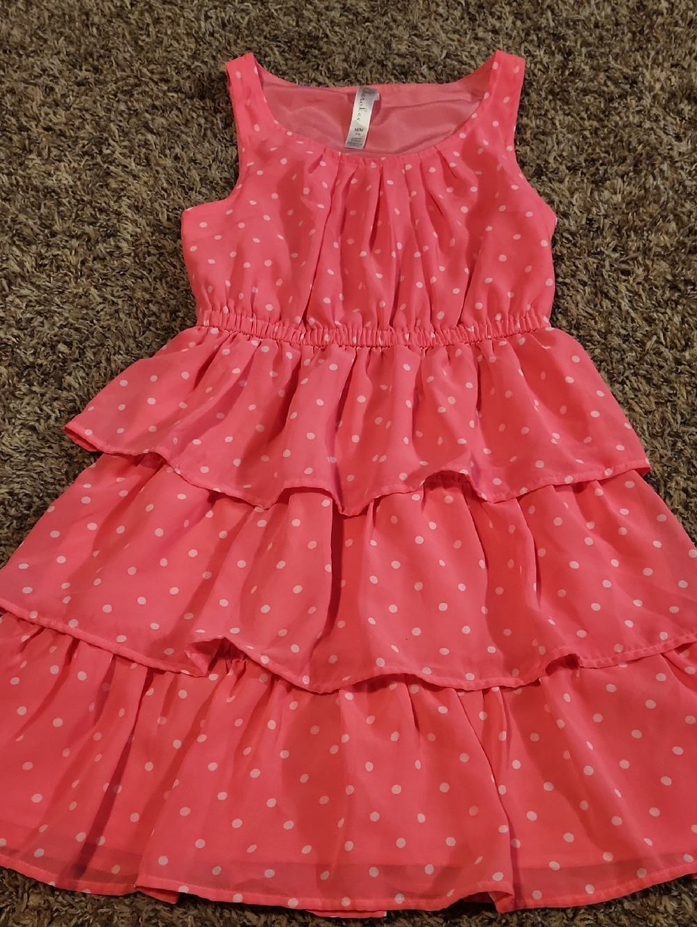 Hot Pink Polka Dot Tiered Dress